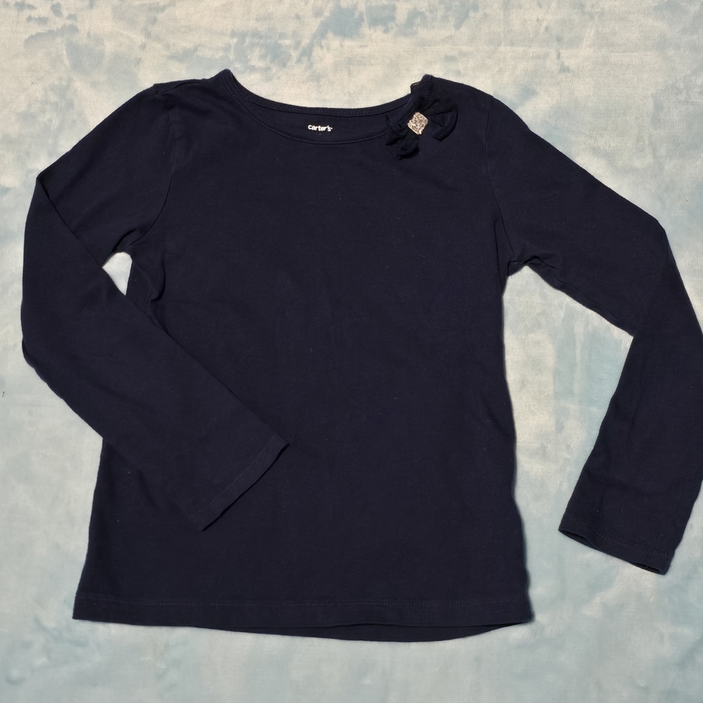 Size 6 Carter's Dark Blue Long Sleeve Tee with Bow